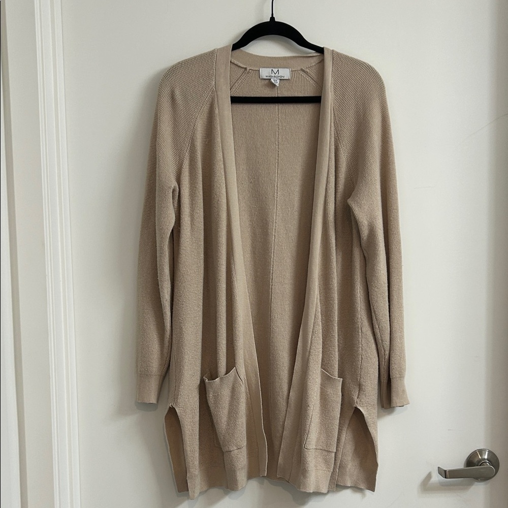 Magaschoni Light Tan Open Front Cardigan